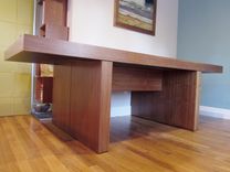 Furnishings : Modern Walnut Dining Table 3 small