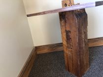 Rustic Barn Beam And Walnut End Table 5 small