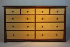 Black Walnut And Curly Maple Dresser And Nightstands 6 small