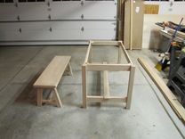 Trestle Dining Table And Benches 4 small