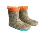 Womens Wool Booties Gray Apricot Contrast Sole 1 small