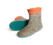 Womens Wool Booties Gray Apricot Contrast Sole 2 small