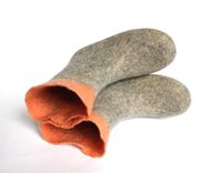 Womens Wool Booties Gray Apricot Contrast Sole 3 small