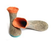 Womens Wool Booties Gray Apricot Contrast Sole 4 small