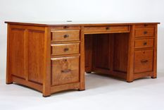 Executive Desk In Cherry With Ebony Accents 1 small