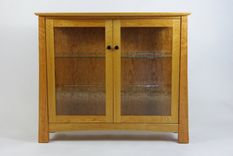 Cherry And Glass Display Cabinet And Mirror 3 small