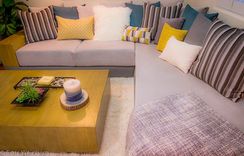 Plush 5 Star Sofa.  Maximum Comfort W/ Wide Reclaimed Wood Arms 2 small