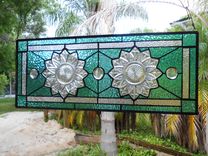 Depression Glass Petal Pattern, Stained Glass Plate Panel, Stained Glass Transom Window 5 small