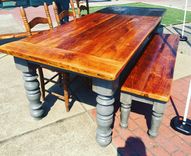8 Foot Antique Heart Pine Table Set 1 small