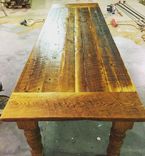 8 Foot Antique Heart Pine Table Set 3 small