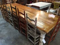 8 Foot Antique Heart Pine Farmhouse Table 6 small