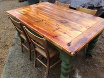8 Foot Antique Heart Pine Farmhouse Table 5 small