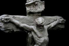 Crucifixion Sculpture.  8 Inch Tall Crucifix. 5 small