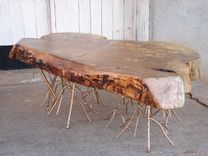 Rustic Glam Modern Spalted Maple Live Edge Coffee Table Sculptural Base 5 small