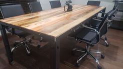 Industrial Conference Table With Reclaimed Oak Top 2 small