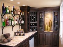 Walnut And Iron Clavos Wine Bar Glass Storage Case And Display 1 small