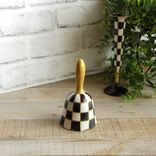 Elegant Checks Bell Black And White Check Decor Hand Painted Collectible Figurin 4 small