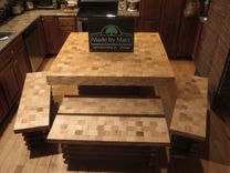 Square Tiled Wormy Chestnut Dining Set 1 small