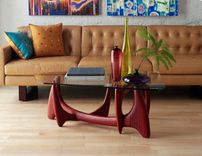 Midcentury Modern Coffee Table Base, Hand Carved In Padauk, Maple, Cherry Or Walnut 1 small