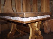 Wood Table, Concrete Scagliola Top , Reclamined Wood Table 1 small