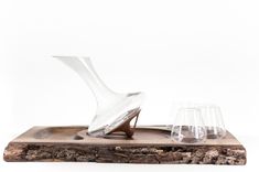 Revolving Wine Decanter & Glasses Set With Custom Black Walnut Tray 2 small