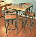 Urban Industrial Bistro/Pub Dining Table With 4 Stools 2 small