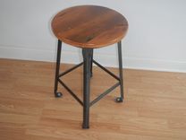 Industrial Style Welded Steel And Reclaimed Wood Counter Stool 1 small