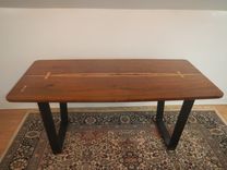Mid Century Modern Natural Edge Dining Table - Shown In Black Walnut 2 small
