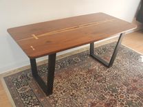 Mid Century Modern Natural Edge Dining Table - Shown In Black Walnut 3 small