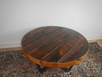 Reclaimed Wood And Welded Steel Round Coffee Table 2 small