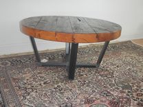 Reclaimed Wood And Welded Steel Round Coffee Table 3 small