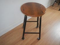 Industrial Style Welded Steel And Reclaimed Wood Counter Stool 2 small