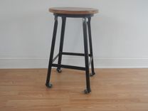 Industrial Style Welded Steel And Reclaimed Wood Counter Stool 3 small