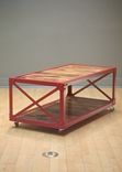 Vintage Industrial/Loft Style Coffee Table On Steel Castors - Riveted Steel And Reclaimed Wood 1 small