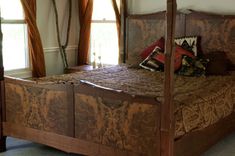 Figured Walnut Four Poster Bed 2 small