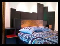 Ebonized White Oak And Walnut Burl Bed 3 small