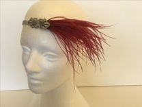 Bridesmaids Headbands, Bridal Headpiece, Great Gatsby Headband, Blush Champagne Feather Fascinator 1 small