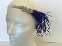 Bridesmaids Headbands, Bridal Headpiece, Great Gatsby Headband, Blush Champagne Feather Fascinator 2 small