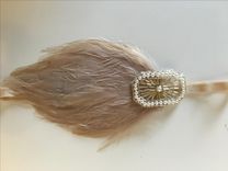 Wedding Headpiece, Bridal Headband, 1920s Gatsby Wedding, Beige Feather, Champagne Headbands 2 small