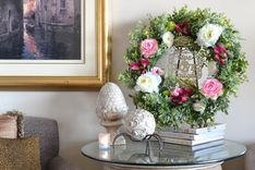 Front Door Wreath, Summer Wreath, Orchids Wreath, Peony Wreath, Home Decor, Silk Floral Arrangement 1 small
