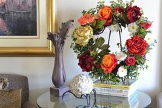 Front Door Wreaths, Roses Wreath, Peony Wreath, Home Decor, Silk Flower Arrangement 1 small