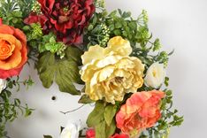 Front Door Wreaths, Roses Wreath, Peony Wreath, Home Decor, Silk Flower Arrangement 3 small