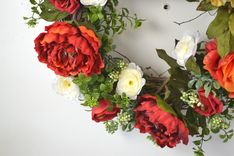 Front Door Wreaths, Roses Wreath, Peony Wreath, Home Decor, Silk Flower Arrangement 4 small