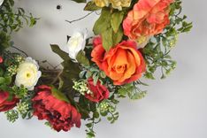 Front Door Wreaths, Roses Wreath, Peony Wreath, Home Decor, Silk Flower Arrangement 5 small