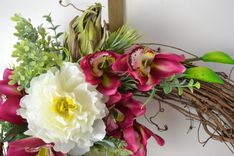 Front Door Wreaths, Orchids Wreath, Peony Wreath, Silk Flower Arrangement, Home Decor 4 small