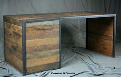 Reclaimed Wood Desk With File Cabinet Drawers. Rustic, Industrial. Office Furniture. Filing. 8 small