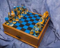 Valley Of The Kings Blue Glass Chess Set 1 small