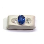 2.91ct Oval Ceylon Sapphire Coupled With 0.93 Ctw Half Moon Colorless Diamonds 1 small