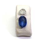 2.91ct Oval Ceylon Sapphire Coupled With 0.93 Ctw Half Moon Colorless Diamonds 2 small
