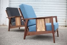 Wood And Upholstery Midcentury Modern Lounge Chair 6 small